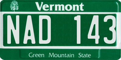 VT license plate NAD143