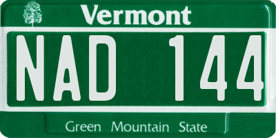VT license plate NAD144