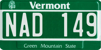 VT license plate NAD149