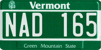 VT license plate NAD165