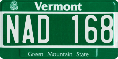 VT license plate NAD168