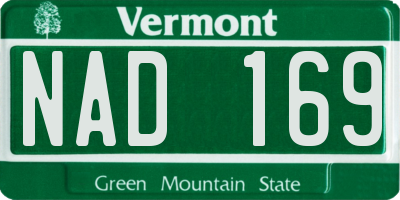 VT license plate NAD169