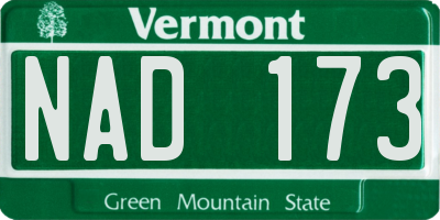 VT license plate NAD173