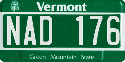 VT license plate NAD176