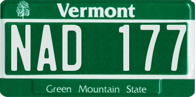 VT license plate NAD177