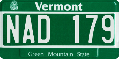 VT license plate NAD179