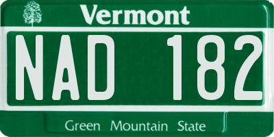 VT license plate NAD182