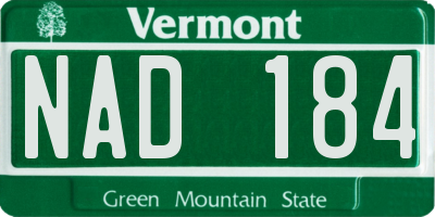 VT license plate NAD184