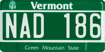 VT license plate NAD186