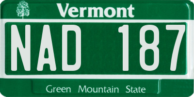 VT license plate NAD187