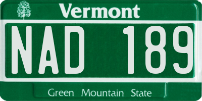 VT license plate NAD189