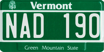 VT license plate NAD190