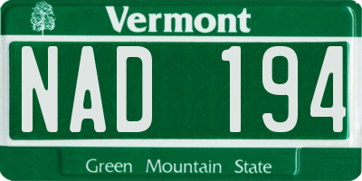 VT license plate NAD194