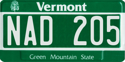 VT license plate NAD205