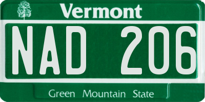 VT license plate NAD206