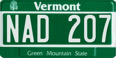 VT license plate NAD207