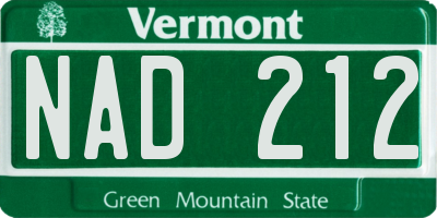 VT license plate NAD212
