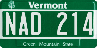 VT license plate NAD214