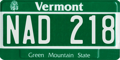 VT license plate NAD218