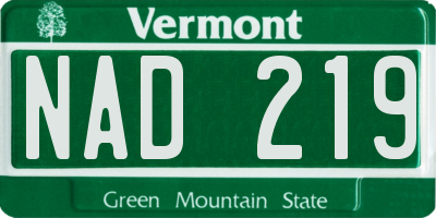 VT license plate NAD219