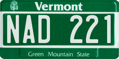 VT license plate NAD221