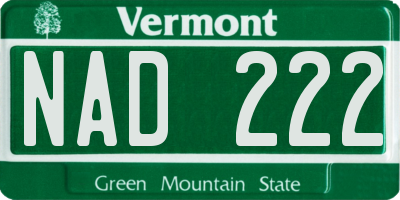 VT license plate NAD222