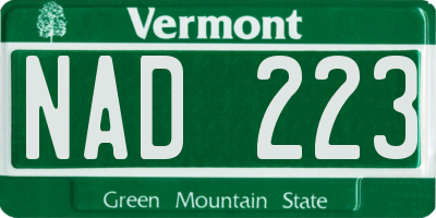 VT license plate NAD223