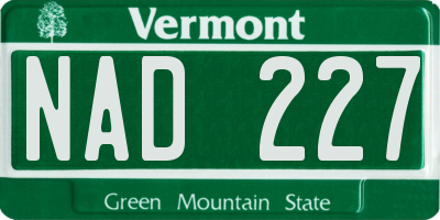 VT license plate NAD227