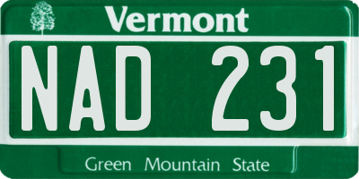 VT license plate NAD231