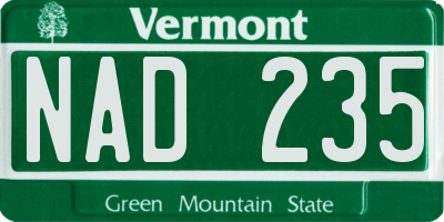 VT license plate NAD235