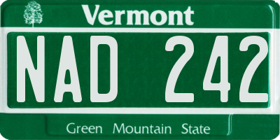 VT license plate NAD242