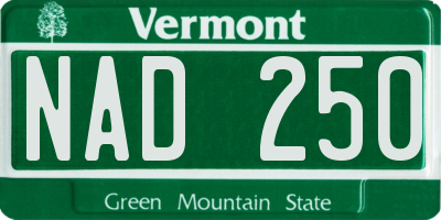 VT license plate NAD250