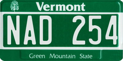 VT license plate NAD254