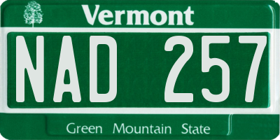 VT license plate NAD257