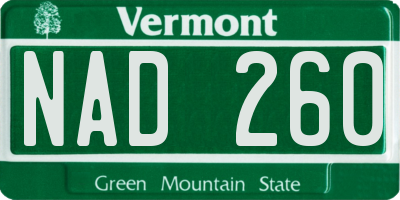VT license plate NAD260