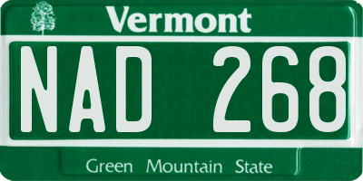 VT license plate NAD268