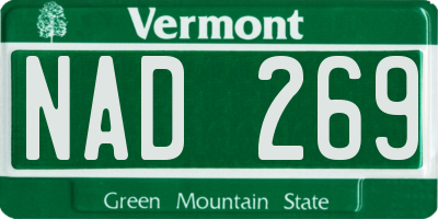 VT license plate NAD269