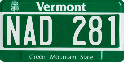 VT license plate NAD281