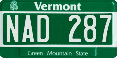 VT license plate NAD287