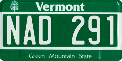 VT license plate NAD291