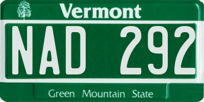 VT license plate NAD292