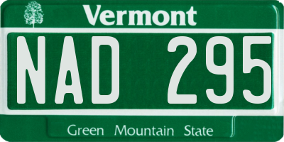 VT license plate NAD295