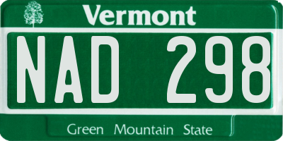 VT license plate NAD298