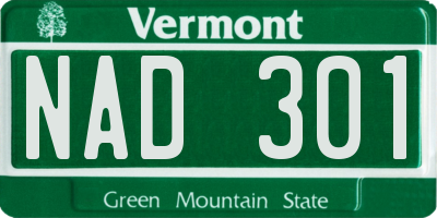 VT license plate NAD301