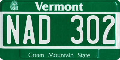 VT license plate NAD302