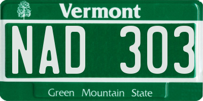 VT license plate NAD303