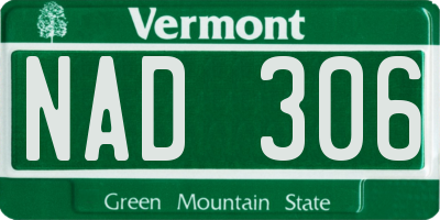 VT license plate NAD306