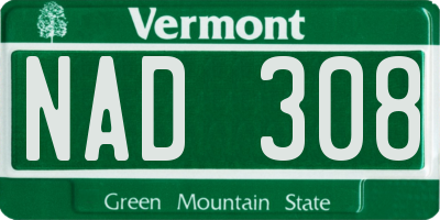 VT license plate NAD308