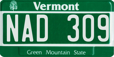 VT license plate NAD309