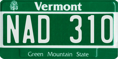 VT license plate NAD310